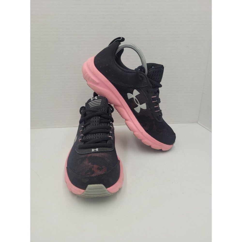 Under Armour Assert 9 Black Pink Athletic Comfort Casual Shoes Youth Size 4